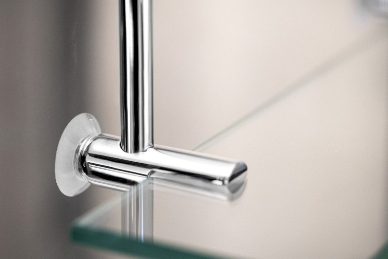 Závěsná skleněná polička na sprchovou zástěnu 400x180x125mm, chrom 1301-15