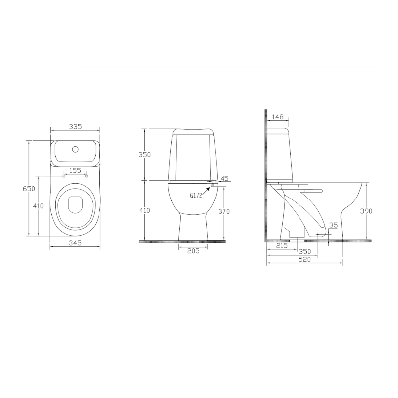 RIGA WC kombi, dvojtlačítko 3/6l, spodní odpad, bílá RG801
