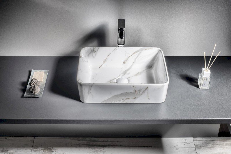DALMA keramické umyvadlo na desku, 48x38cm, carrara MM517
