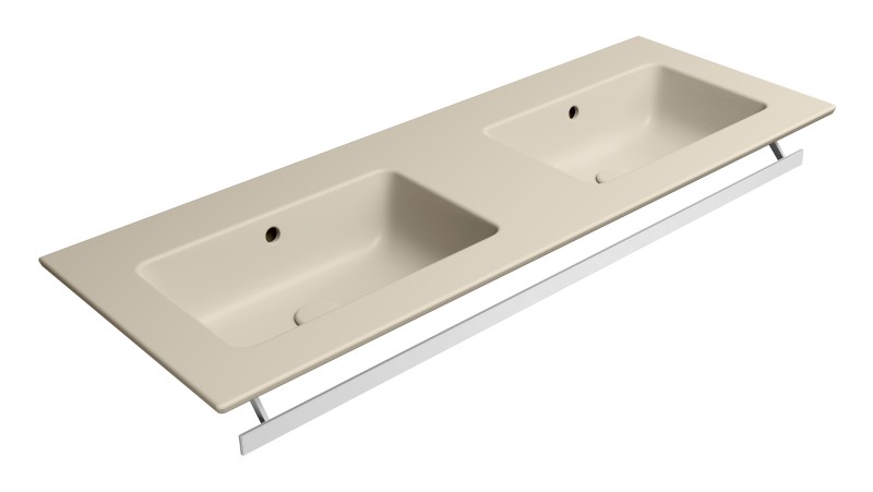 PURA keramické dvojumyvadlo Slim 122x46cm, bez otvoru, creta mat 8888008