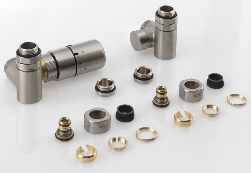 CORNER COMBI připojovací sada ventilů termostatická, levá, nerez mat CP3521S