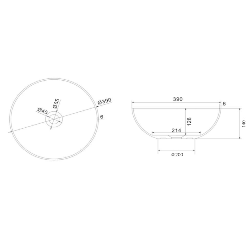 FORMIGO betonové umyvadlo na desku, Ø 39cm, šedá mat FG317