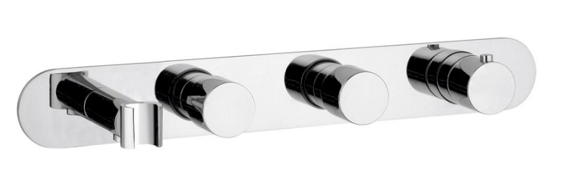 Podomítková termostatická sprchová/vanová baterie s držákem ruční sprchy, 2 výstupy,kulatá,chrom MB623