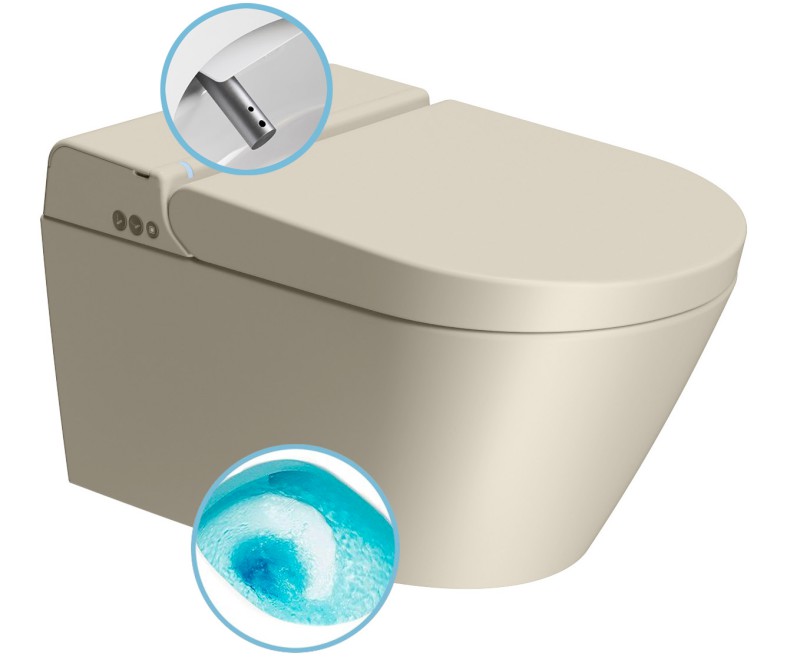 WCLEAN závěsné WC Swirlflush s integrovaným elektronickým bidetem, creta dual-mat 7418K08