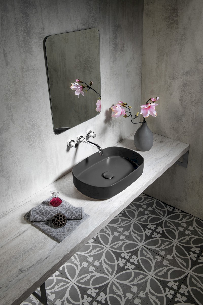 INFINITY OVAL keramické umyvadlo na desku, 55x36cm, antracit 10NF65055-2C