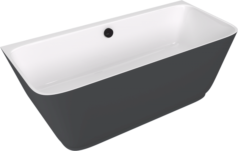 SKYLLA nástěnná stojící vana litý mramor 170x75x60cm, bílá/antracit mat 72430.52