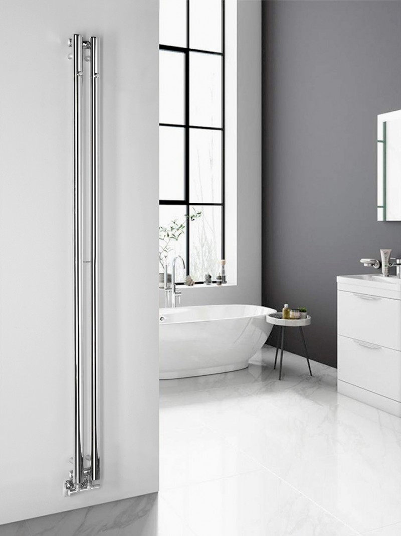 PILON otopné těleso 122x1800mm, se dvěma háčky pro ručník, chrom IZ123T