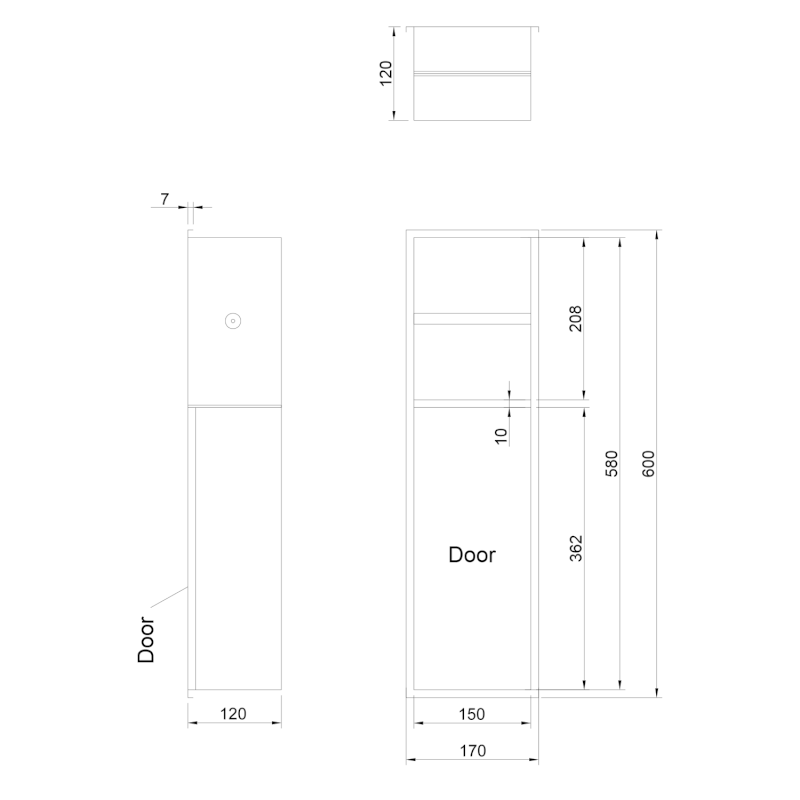 DENBO zapuštěný držák toaletního papíru do obkladu, 600x170 mm, nerez, gun metal 1301-60B