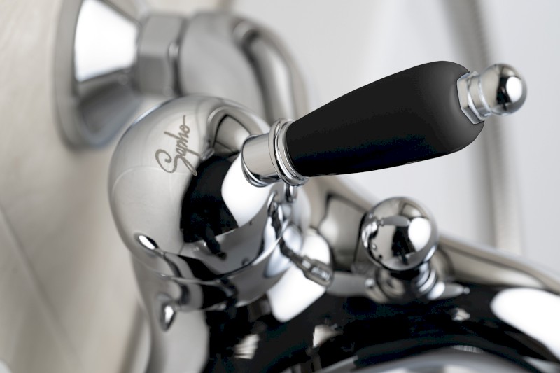 KIRKÉ BLACK nástěnná vanová baterie, černá páčka, chrom KI10NC