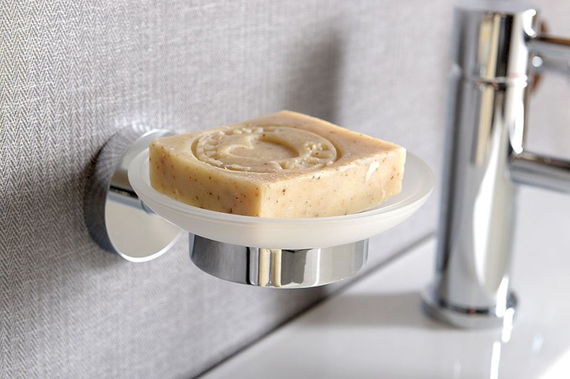 X-ROUND mýdlenka, mléčné sklo, chrom XR803