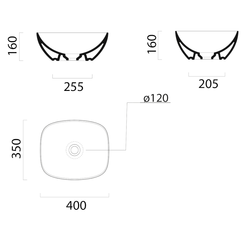NUBES keramické umyvadlo na desku 40x35cm, ghiaccio mat 978515