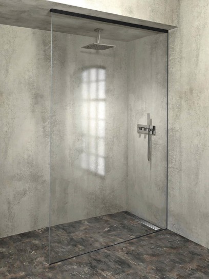 ARCHITEX sada pro uchycení skla, podlaha-stěna-strop se spádovou lištou, 1615x2600mm, pravá, černá mat AX2616BR