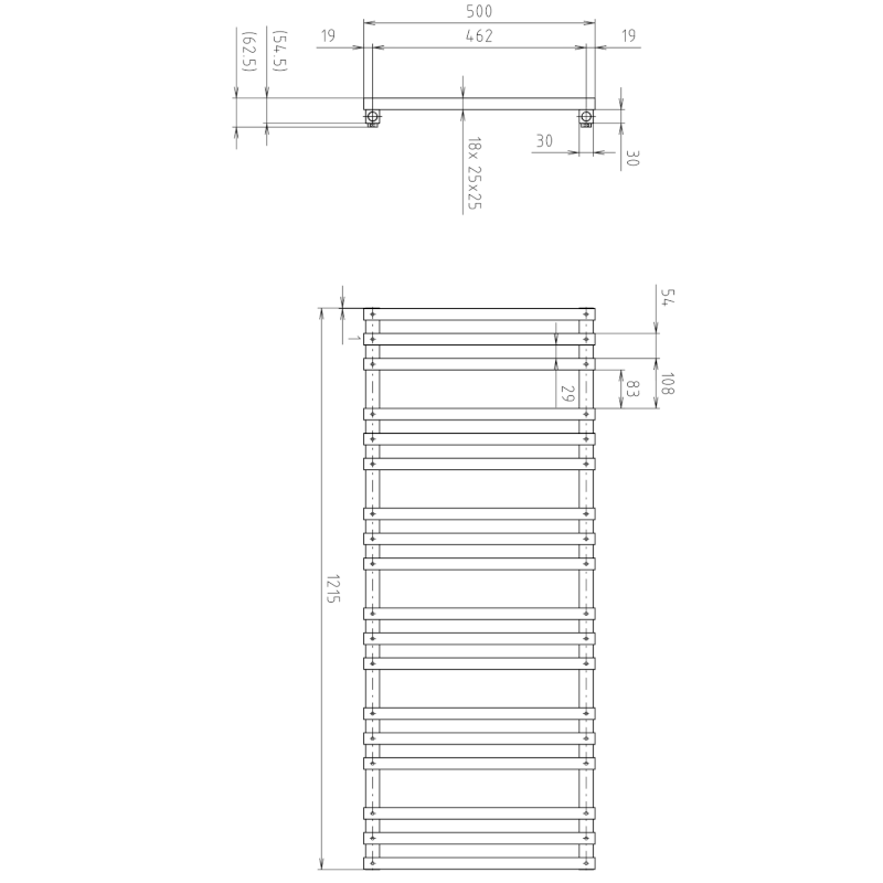 FANTINA otopné těleso 500x1215 mm, černá mat IR511