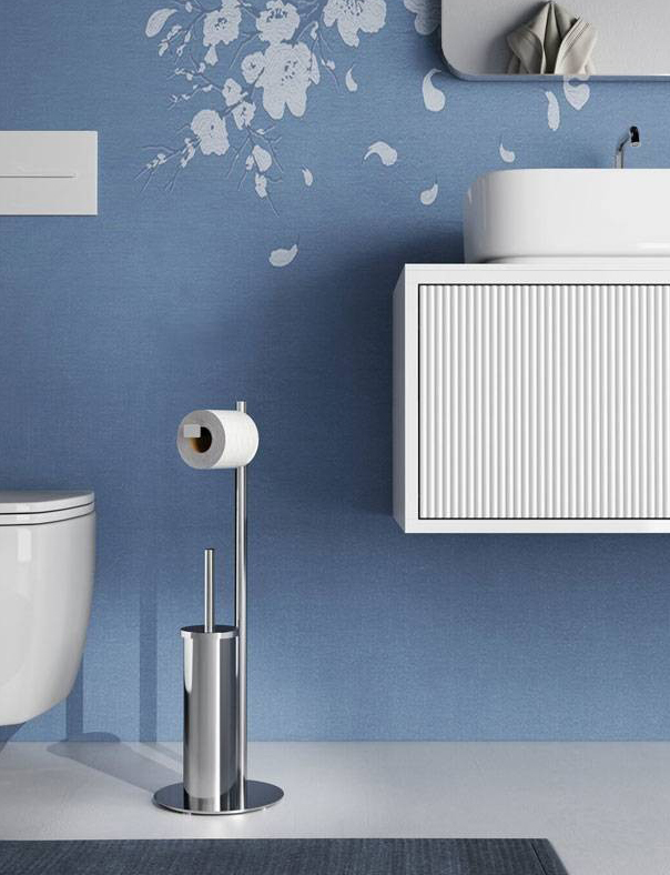 CIRCE stojan s držákem na toaletní papír a WC štětkou, kulatý, chrom 143213