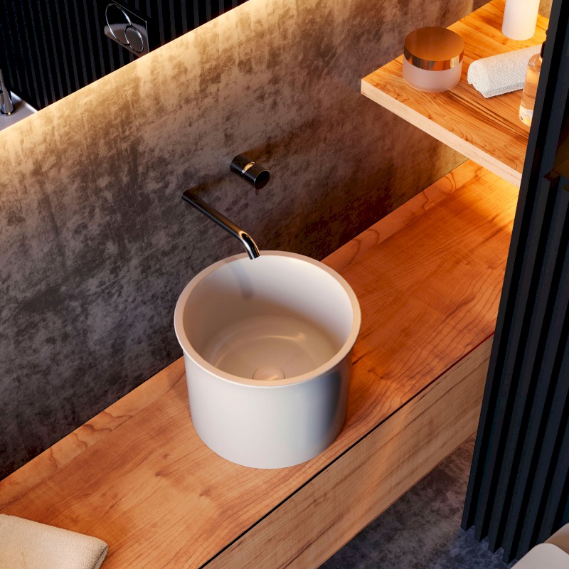 THE NEW YORKER keramické umyvadlo na desku vysoké, průměr 40cm, bílá mat 564401