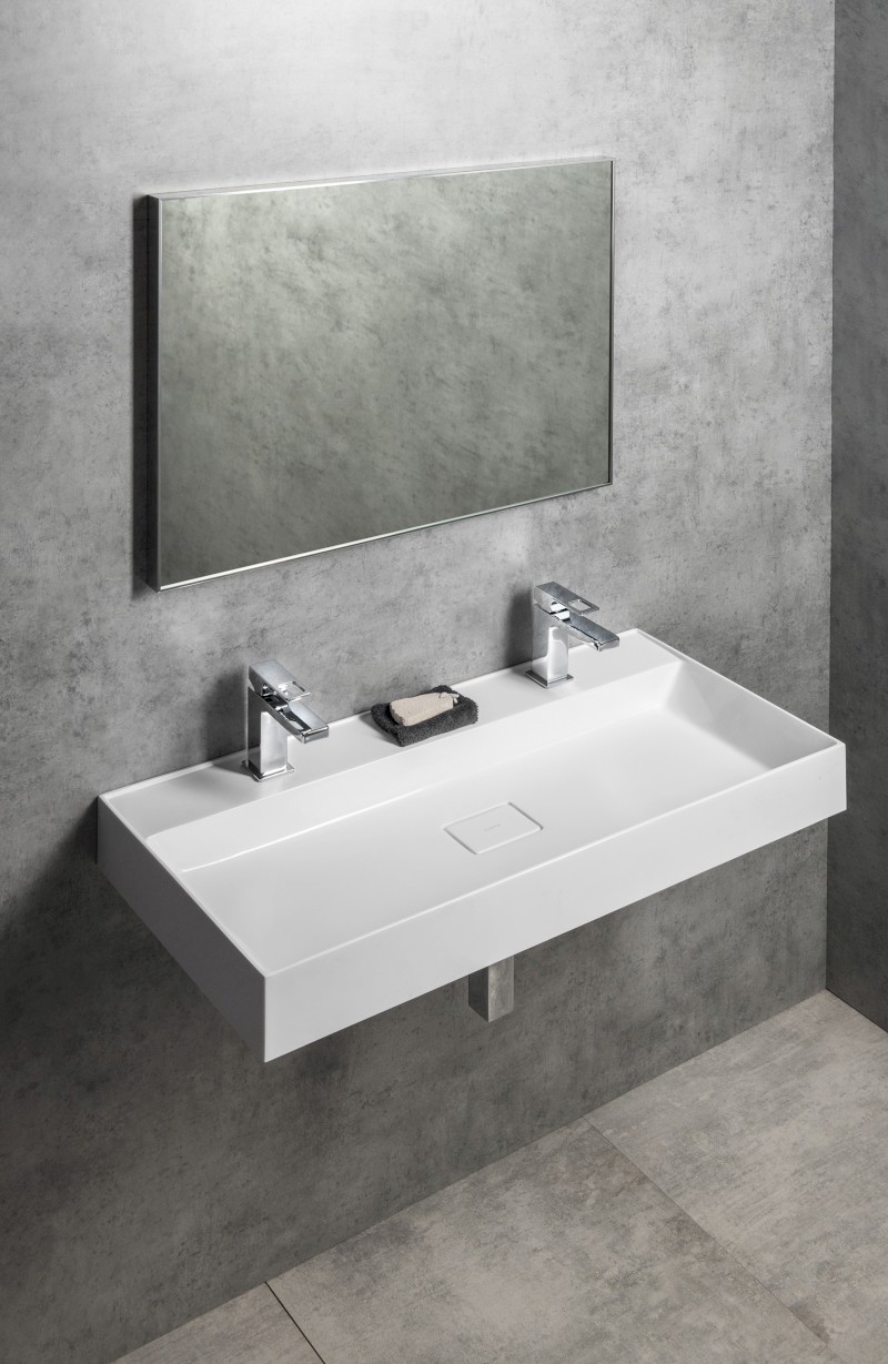 GODIVA dvojumyvadlo, litý mramor, 96x44cm, bílá GU096-2