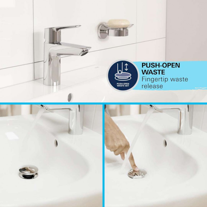 QuickFix Start Umyvadlová baterie s výpustí Push-Open, studený start, chrom GROHE 23551002