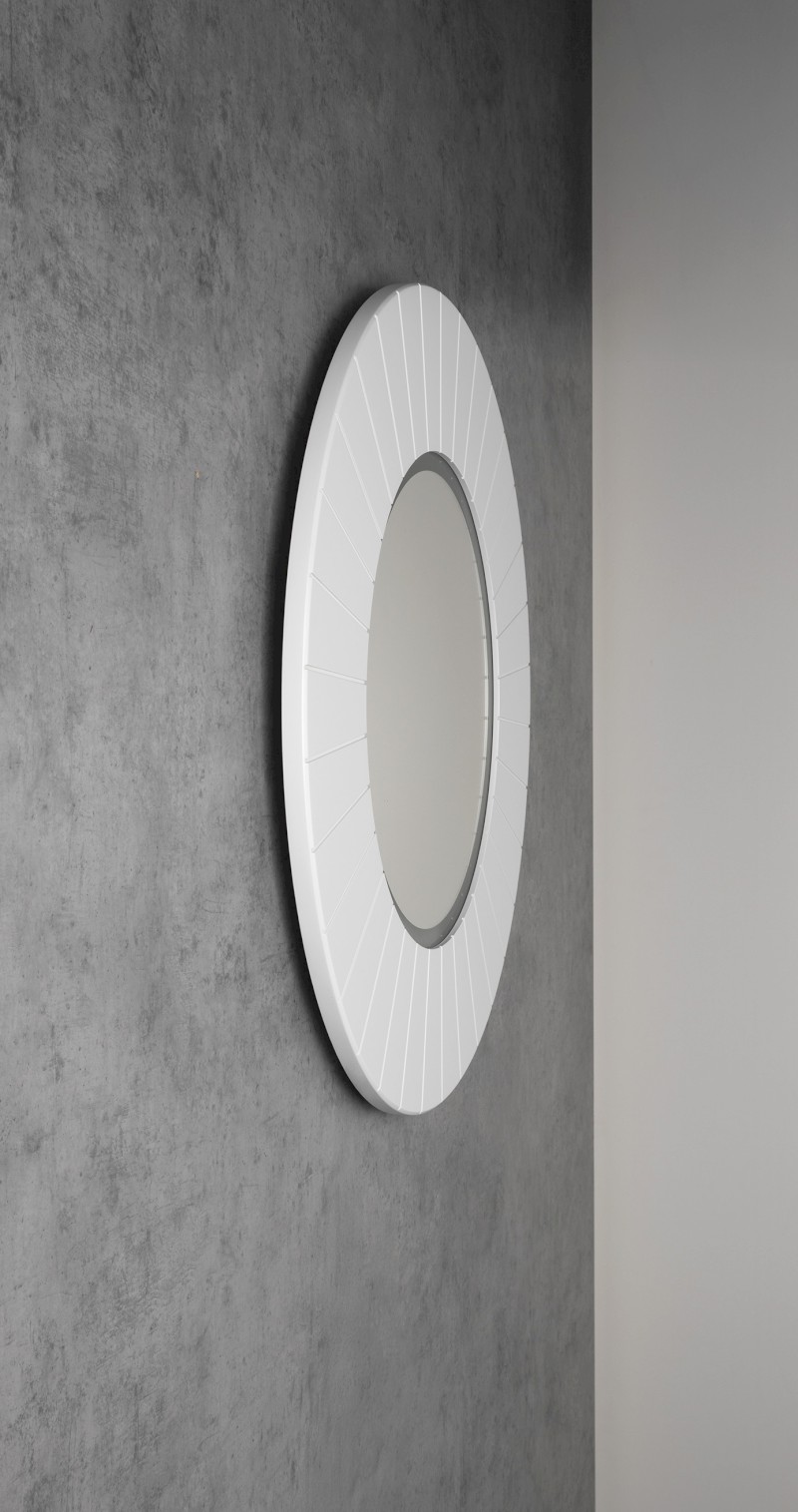 LUMIRO STRIP kulaté zrcadlo s LED osvětlením v rámu ø 75cm, bílá mat LR750-3131S