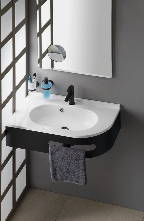 PULSE umyvadlo rohové, litý mramor, 75x45cm, levé, bílá BM752