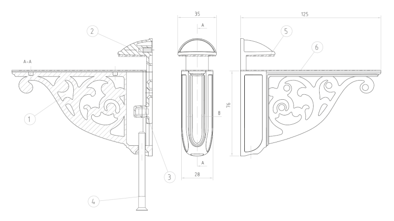 RETRO držák police 8-40mm, starobronz LL009