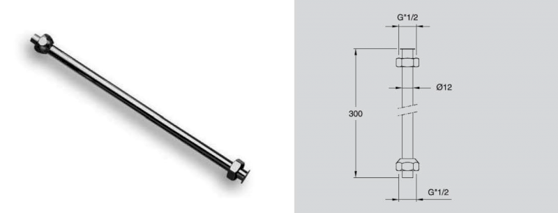 Trubička přímá pro urinál včetně matek, 1/2