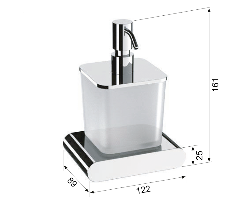 FLORI dávkovač mýdla, 300ml, mléčné sklo, chrom RF019