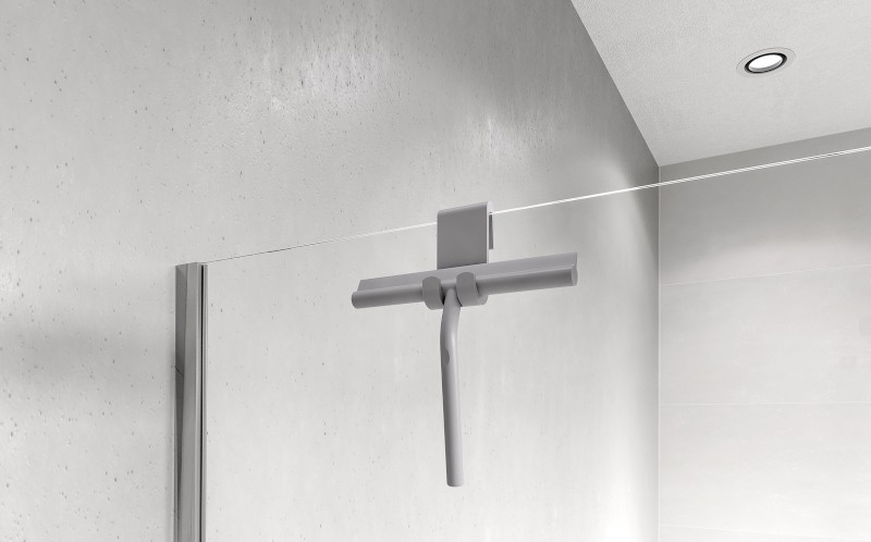 Stěrka do sprchy, včetně uchycení na zástěnu, šedá mat 72825.31