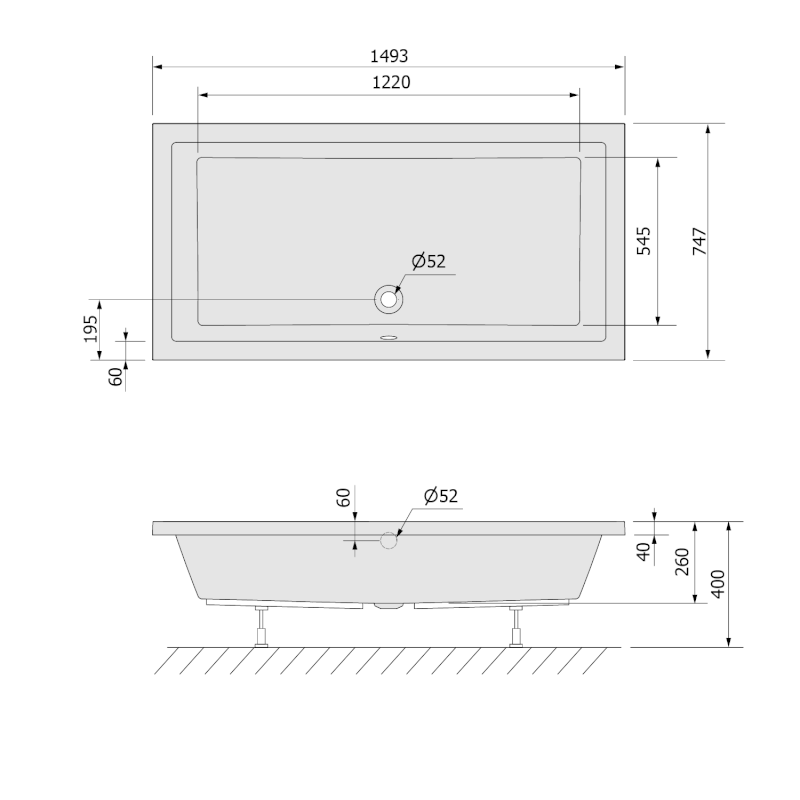 DEEP hluboká sprchová vanička, obdélník 150x75x26cm, bílá 72384