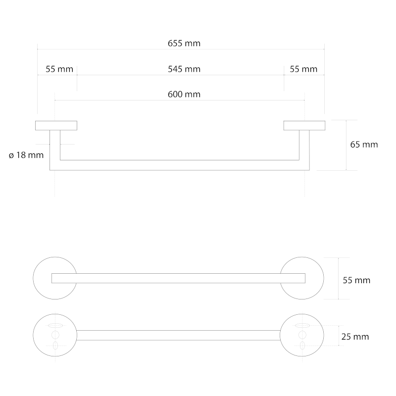 X-ROUND GOLD držák ručníků 600mm, zlato mat XR404GB