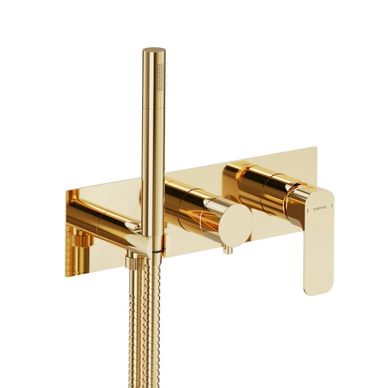 SPY podomítková sprchová/vanová baterie s ruční sprchou, 3 výstupy, zlato PY53/17