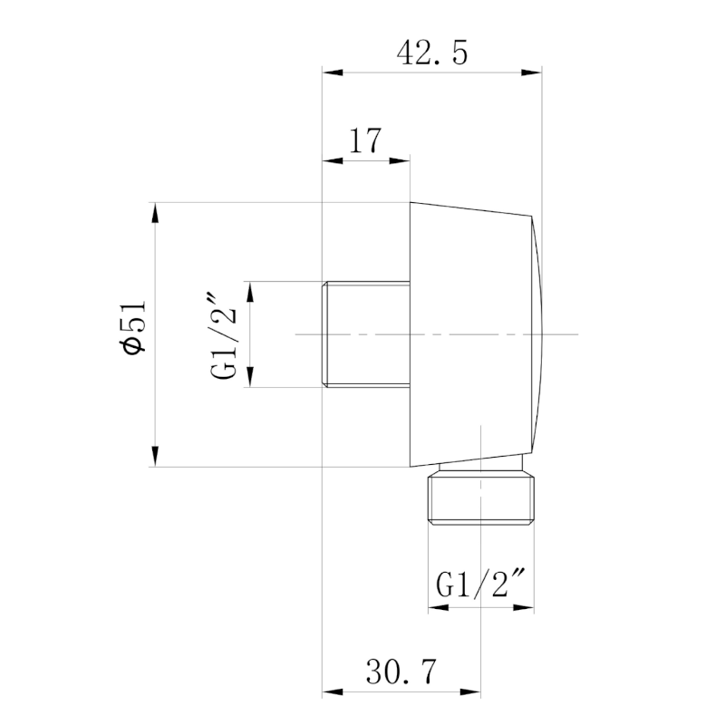 Vývod sprchy, průměr 50mm, růžové zlato 9817