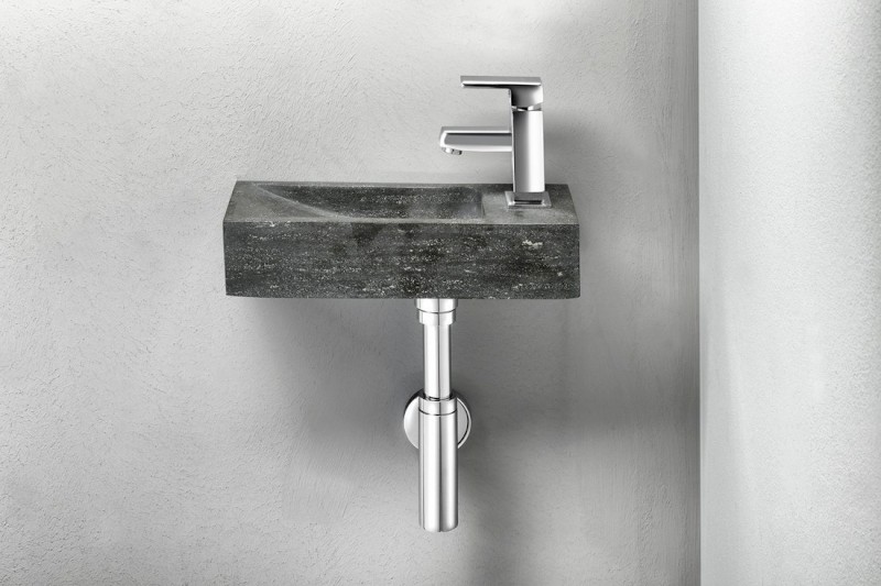 BLOK kamenné umývátko 38x14cm, baterie vpravo, antracit 2401-31