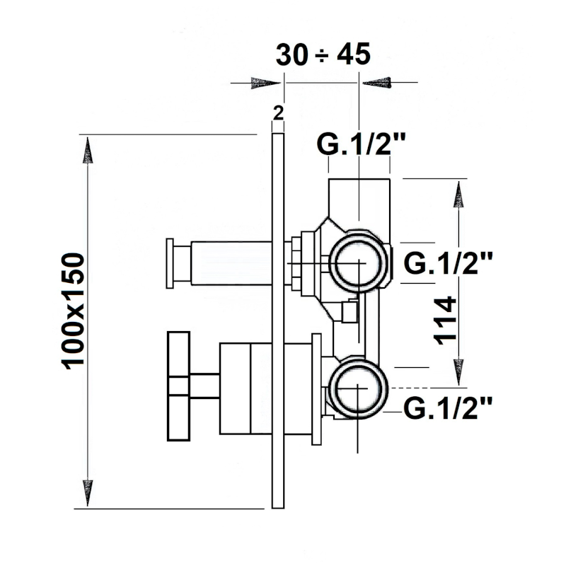 TRAX podomítková sprchová baterie, 2 výstupy, chrom 685