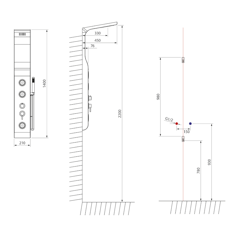 YUKI sprchový panel 210x1400mm, bílá mat SL290