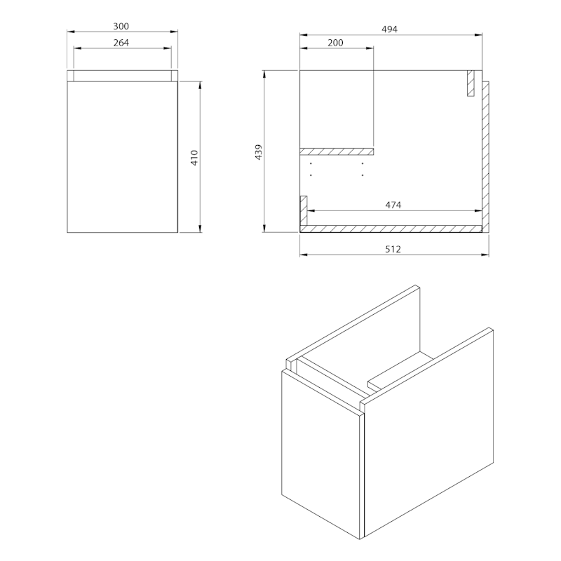 LOREA skříňka spodní dvířková 30x44x51,2cm, pravá/levá, bílá mat LE030-3131