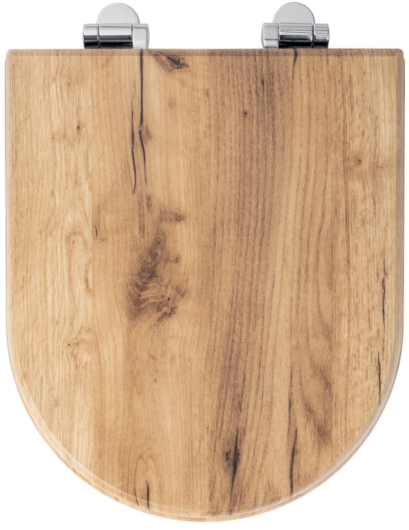 AQUALINE WC sedátko, D-tvar, Soft Close, dub 1705-20