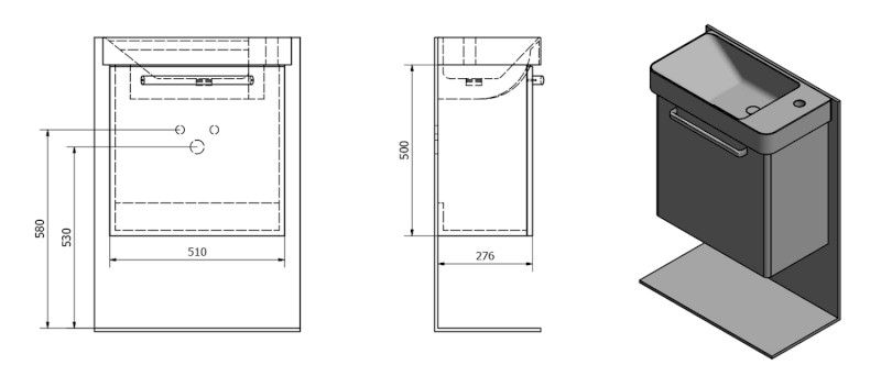 LATUS VIII umyvadlová skříňka 51x50x28cm, dub alabama LT080-2222