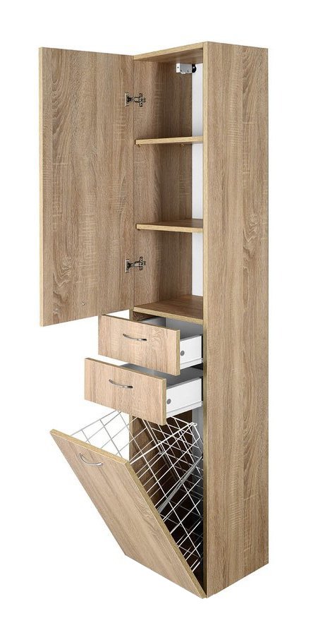 ZOJA/KERAMIA FRESH skříňka vysoká s košem 35x184x29cm, dub platin 51232