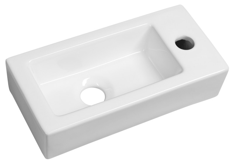 ZOE keramické umývátko 37x18cm, otvor pro baterii vpravo, bílá AR495