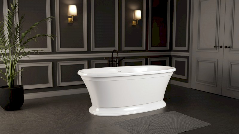 VELIA volně stojící vana litý mramor 167x83x62,5cm, bílá 92230