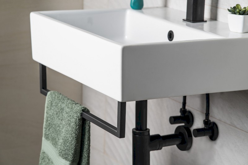 HANG držák ručníků pod umyvadlo 460x98mm, černá mat HG460
