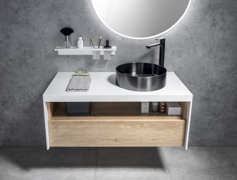 VIERA umyvadlová skříňka 100x44x50cm, bílá mat/dub Alabama VA100-2222