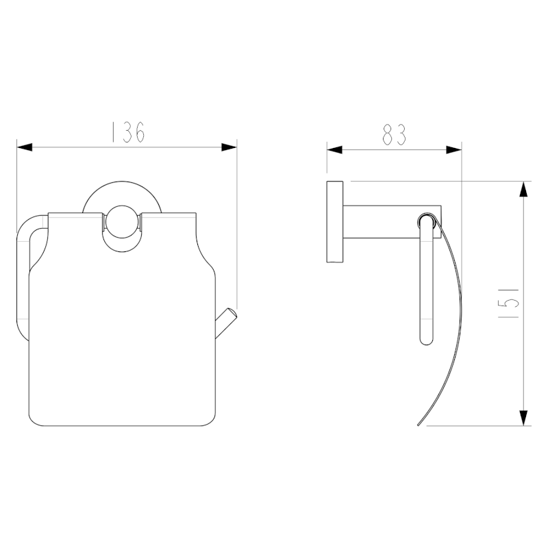 X-ROUND BLACK držák toaletního papíru, s krytem, černá mat XR732B