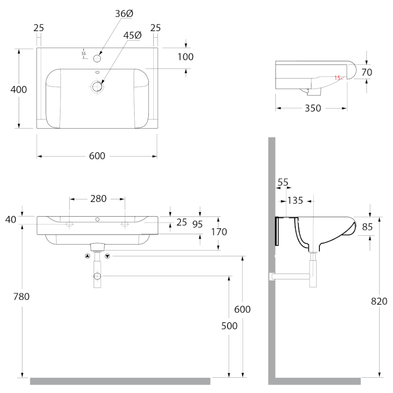 INKA keramické umyvadlo polozápustné, 60x40cm, bílá 341101