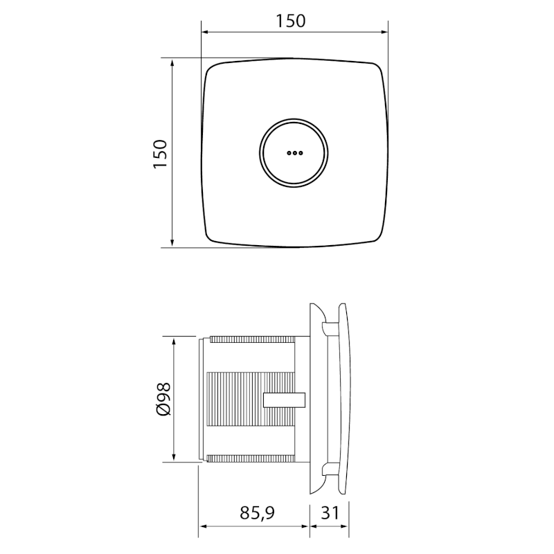 X-MART 10 koupelnový ventilátor axiální, 15W, potrubí 100mm, bílá 01010000