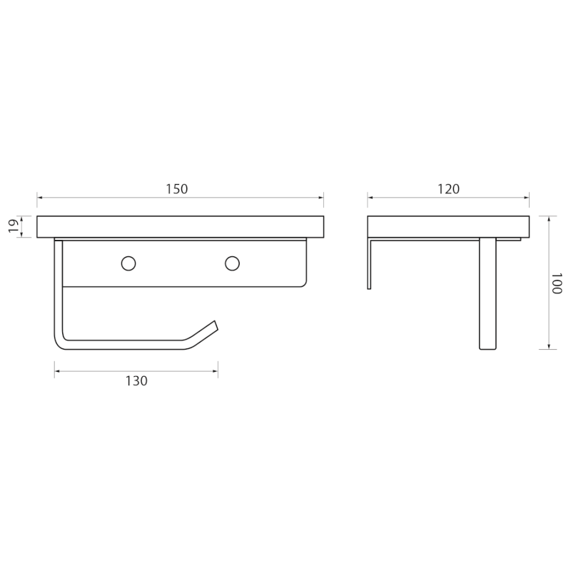 Držák toaletního papíru s poličkou, černá mat/ořech SKA417