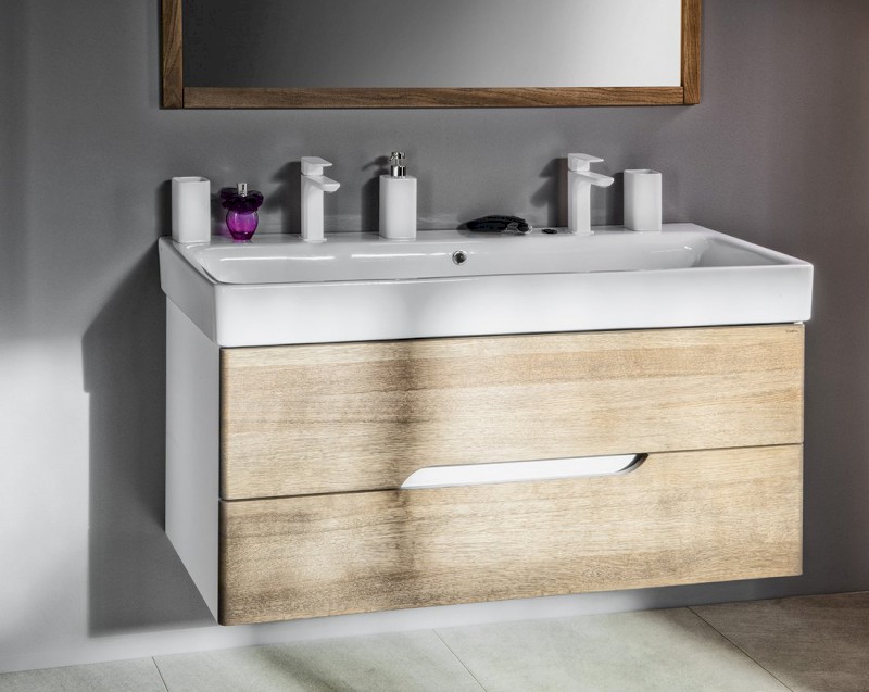 MEDIENA umyvadlová skříňka 117x51x48,5cm, bílá mat/dub graphite MD121