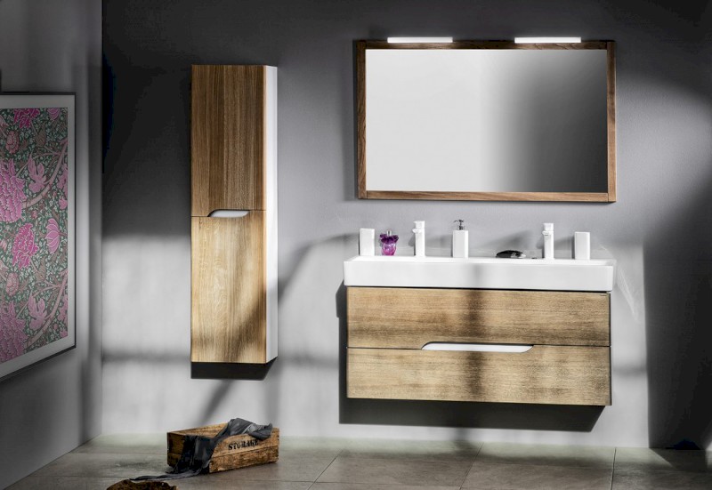 MEDIENA umyvadlová skříňka 117x51x48,5cm, bílá mat/dub graphite MD121