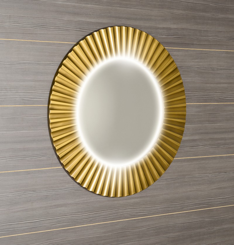 PRIDE STRIP kulaté zrcadlo s LED osvětlením v rámu ø 90cm, zlato PD950