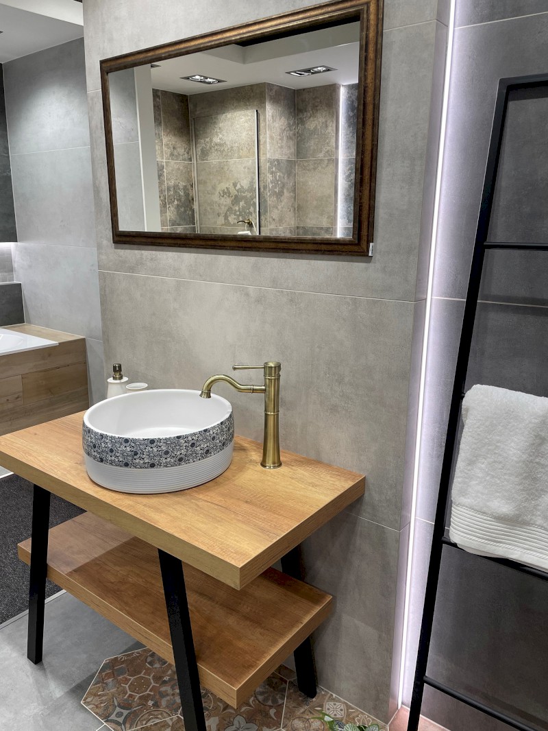 PRIORI keramické umyvadlo na desku, Ø 41 cm, bílá s modrým vzorem PI027